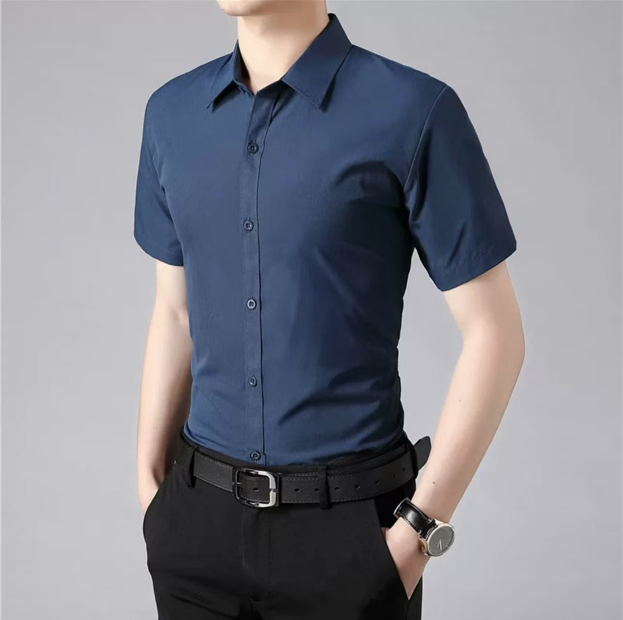 Silk shirt with short sleeves