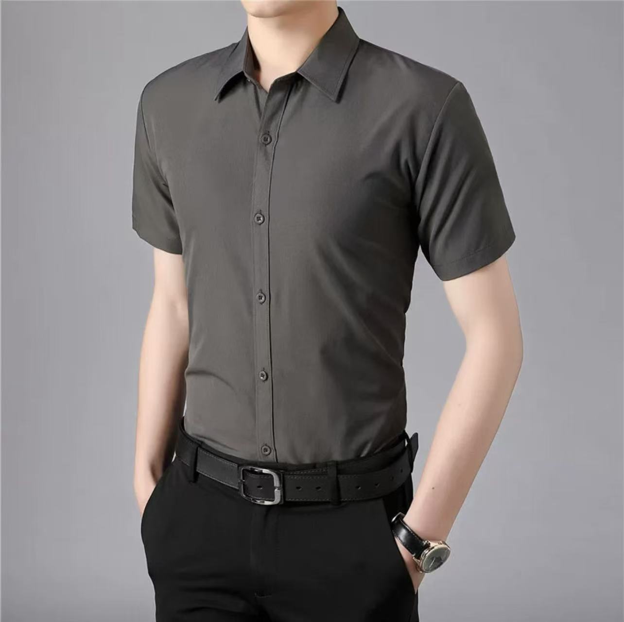 Silk shirt with short sleeves