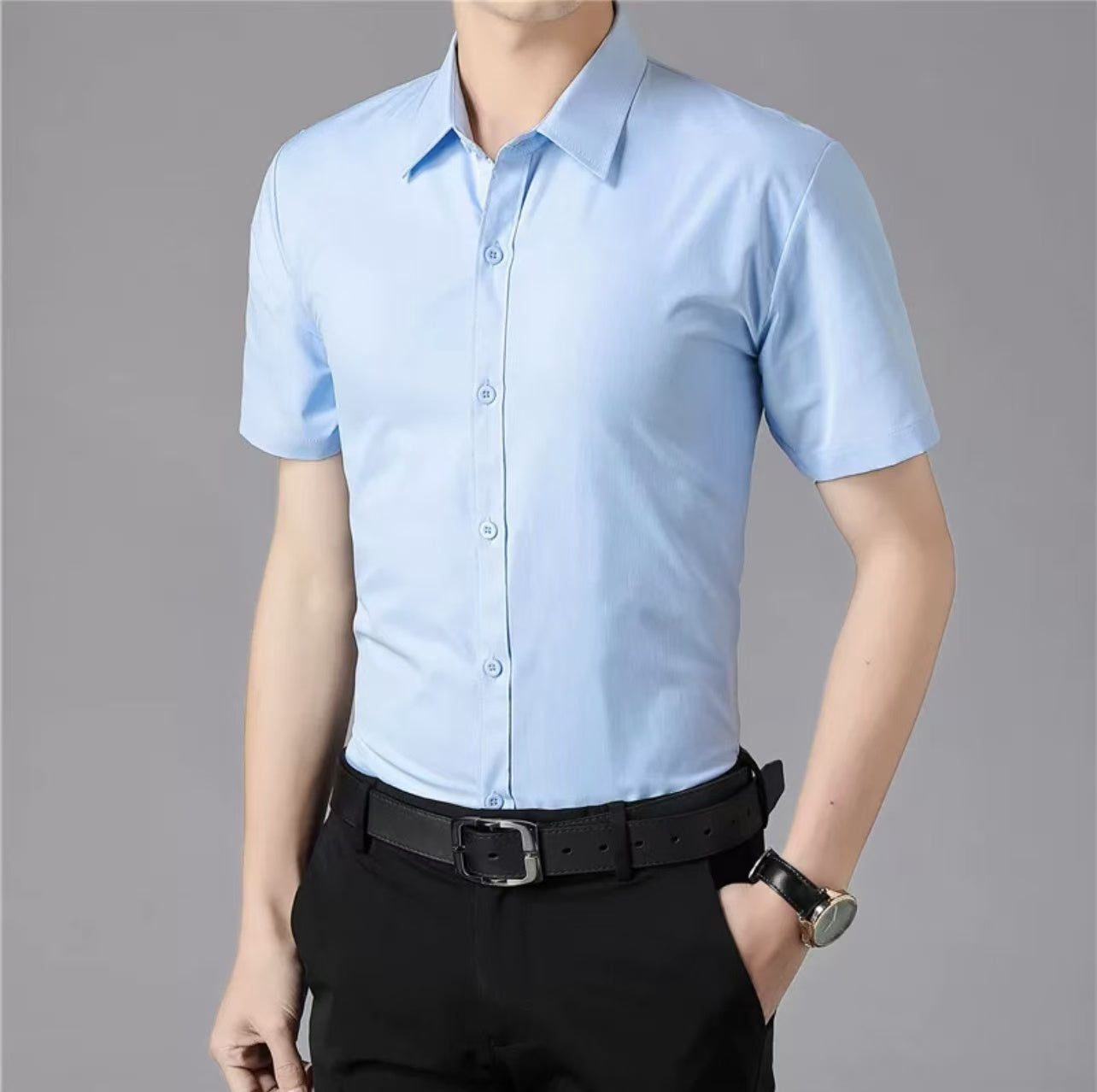 Silk shirt with short sleeves