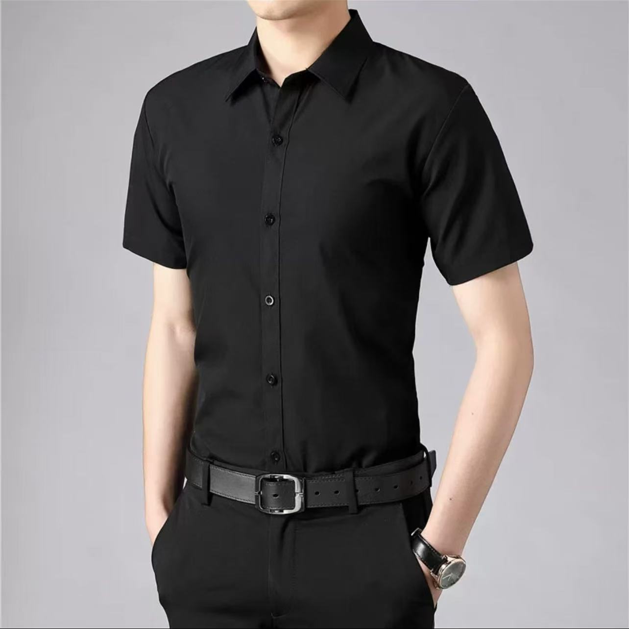 Silk shirt with short sleeves